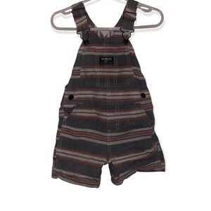 Oshkosh B'Gosh Red Grey & Cream Striped Overalls